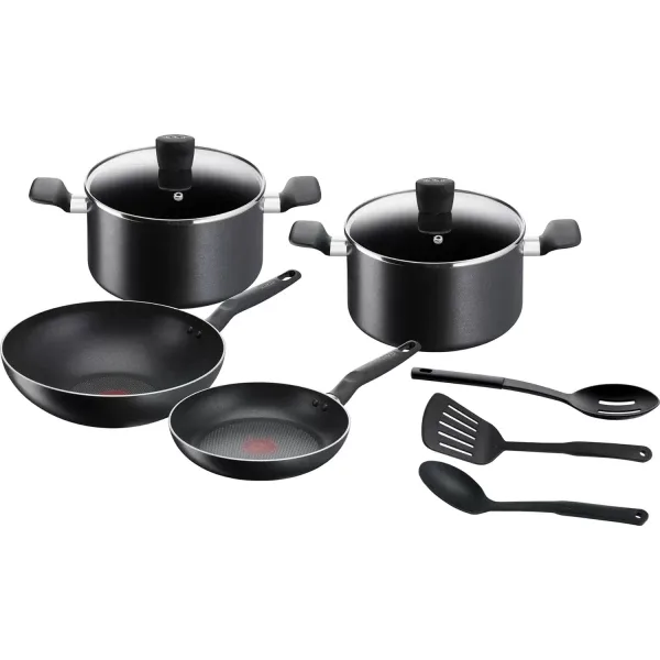 Tefal Super Cook 12pc Black Cookware Set B459SC84