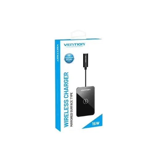 Vention Wireless Charger 15W Ultra-thin Mirrored Surface Type 0.05M Black-VEN FGBBAG