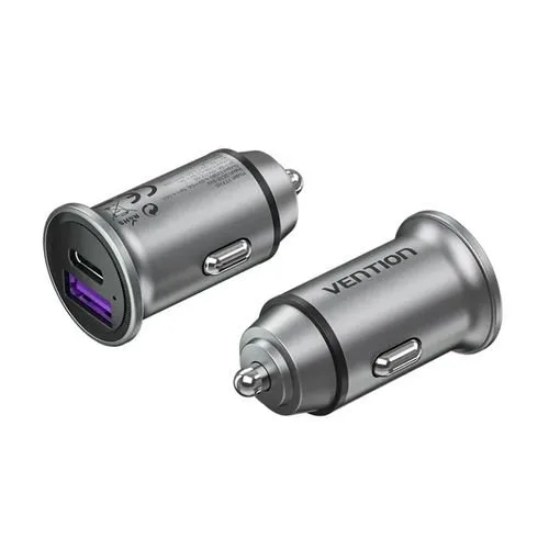 Vention Two-Port USB A+C(30+30) Car Charger Gray-VEN FFFH0