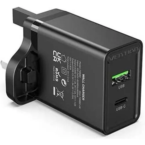 Vention Two-Port USB(A+C) Wall Charger- VEN QC67-UK-B