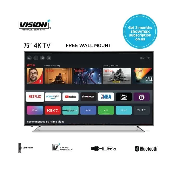 Vision Plus 75″ inch Smart TV VP8875KV