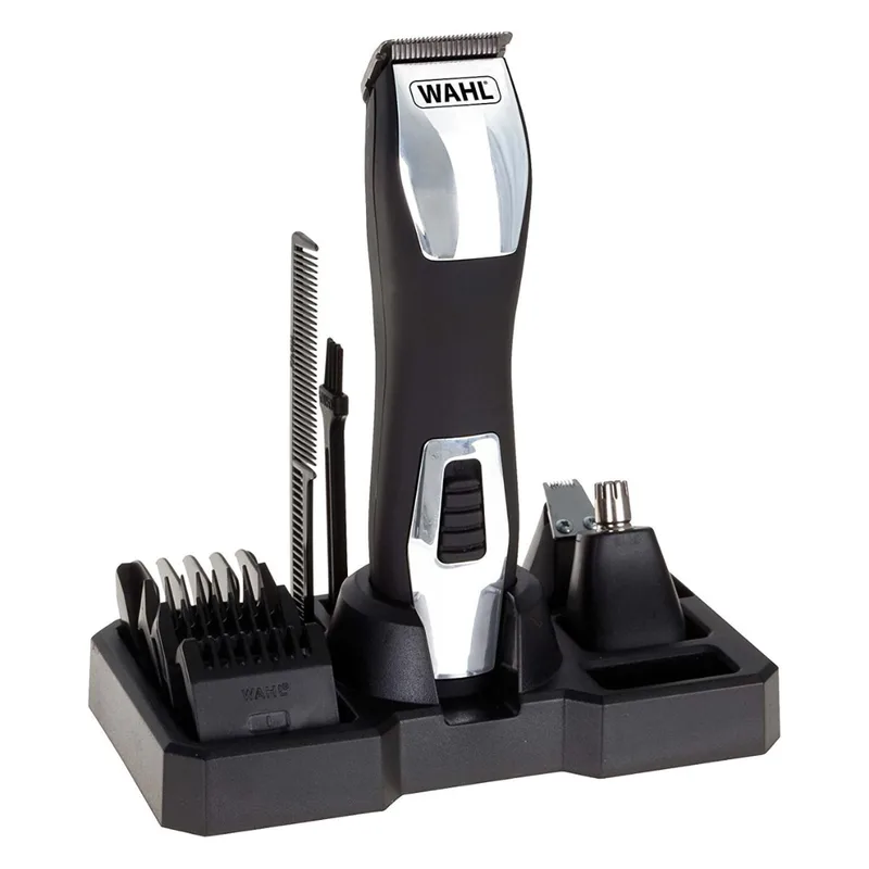 Wahl Groomsman Pro All-in-one Rechargeable Grooming Kit, Black/Silver-9855-1227