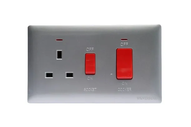 Windsor Innova Grey 45A Cooker Control Unit with 13A Socket with Neon Indicator - 91331GR