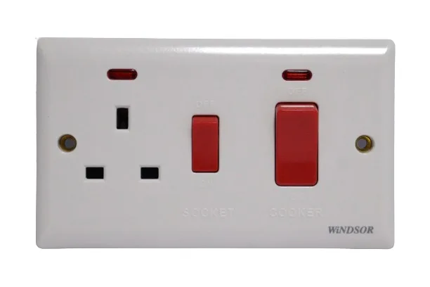 Windsor Ivory 45A Cooker Control Unit and Socket with Neon Indicator - E331