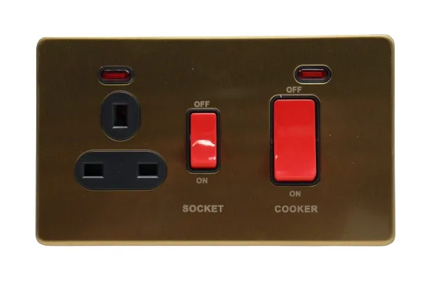 Windsor VIP Gold 45A Cooker Control Unit and Socket with Neon Indicator - VC331J
