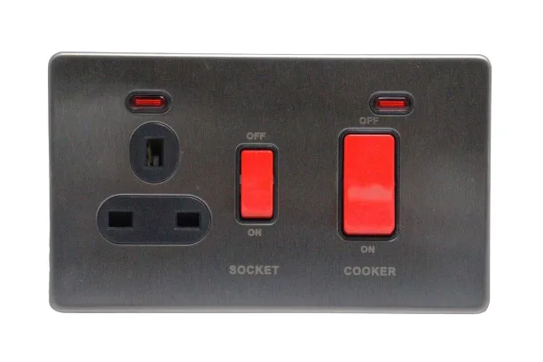 Windsor VIP Chrome 45A Cooker Control Unit and Socket with Neon Indicator - VC331Y